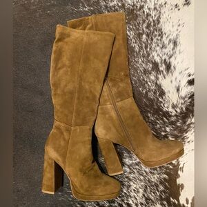 🔮🪩 Steve Madden Marcello- Knee High Suede Platform Boots — Brown